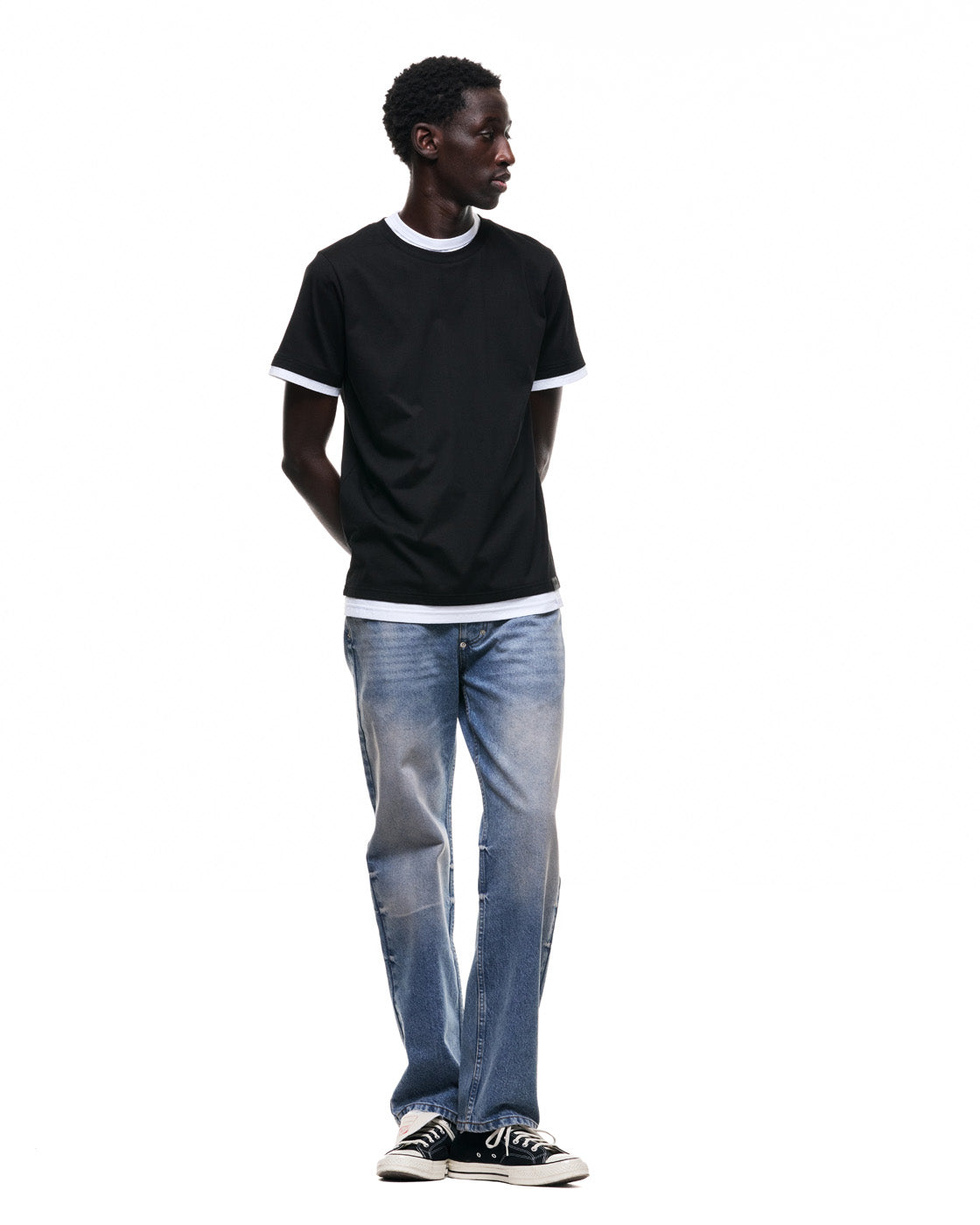 6PM+ DOUBLE LAYER T-SHIRT BLACK /WHITE