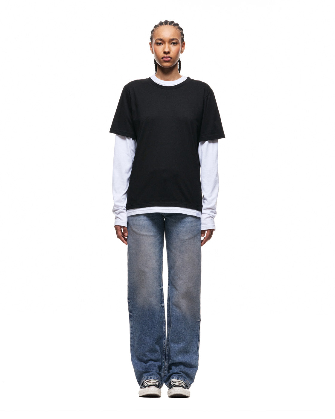 6PM+ DOUBLE LAYER LONGSLEEVE BLACK /WHITE