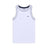 The 6PM TANKTOP WHITE/NAVY features a white sleeveless design with navy piping on the neck and armholes, plus a small GYM logo on the left chest. Displayed on a plain white background.