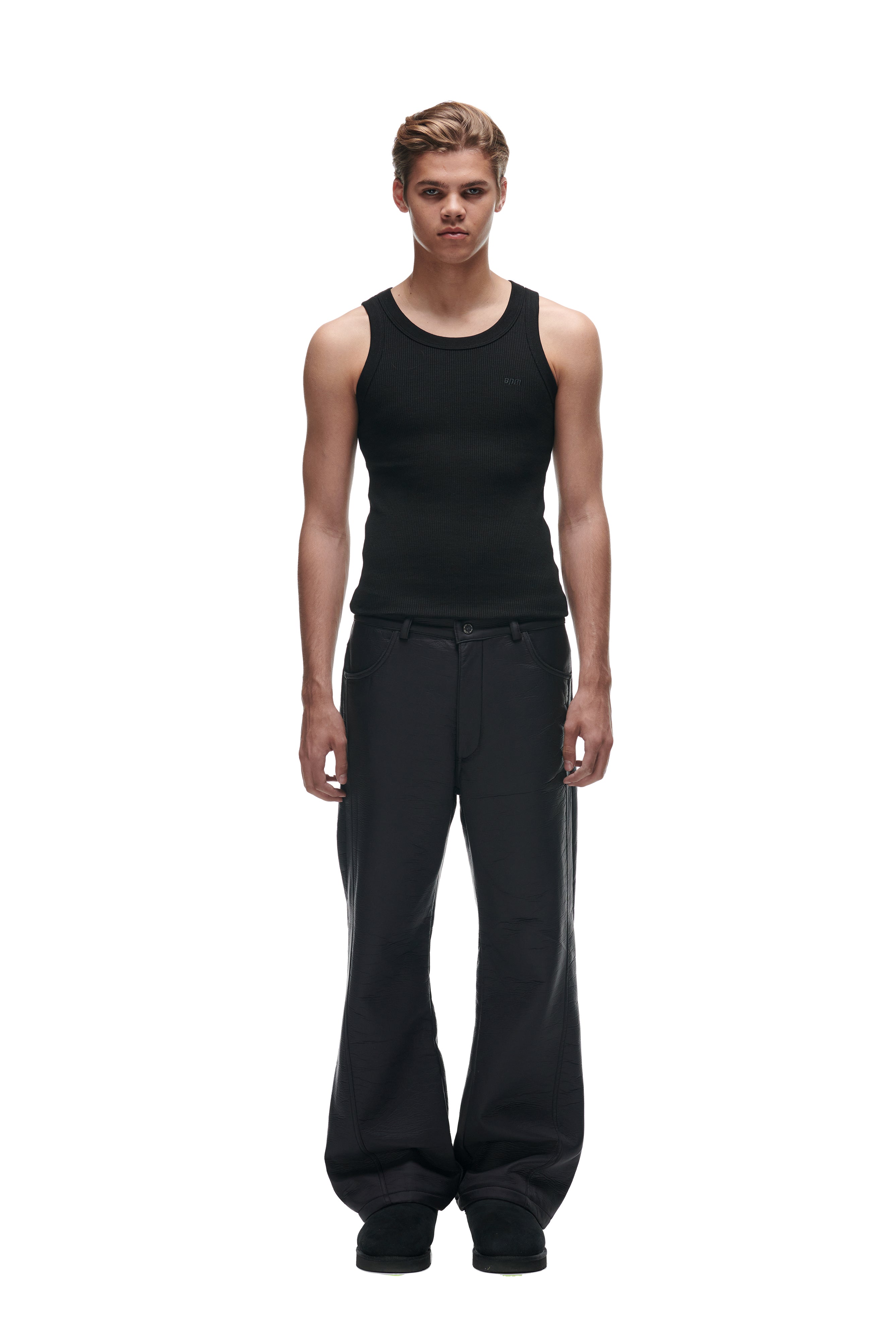 CRINKLE ZIP PANTS BLACK