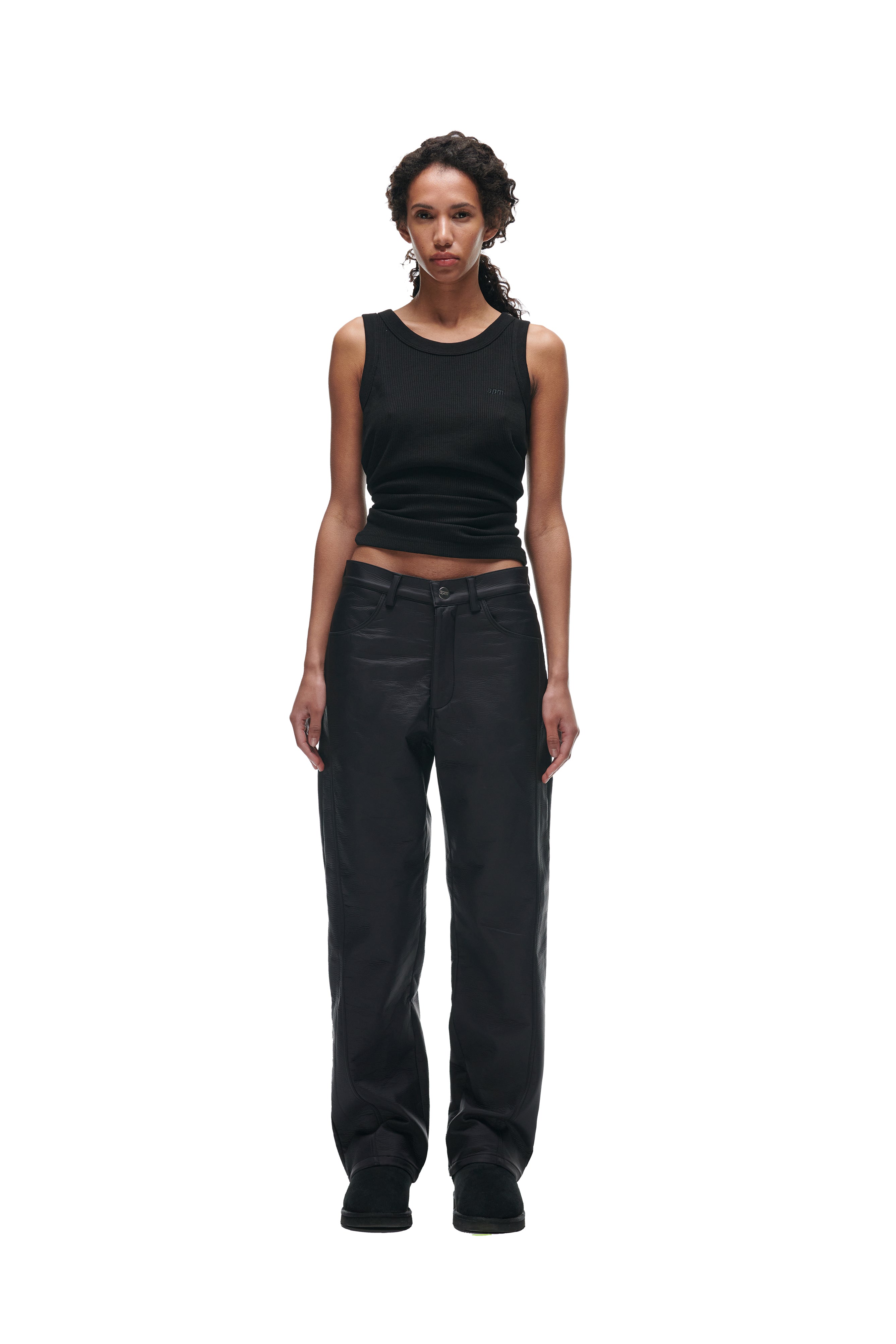 CRINKLE ZIP PANTS BLACK