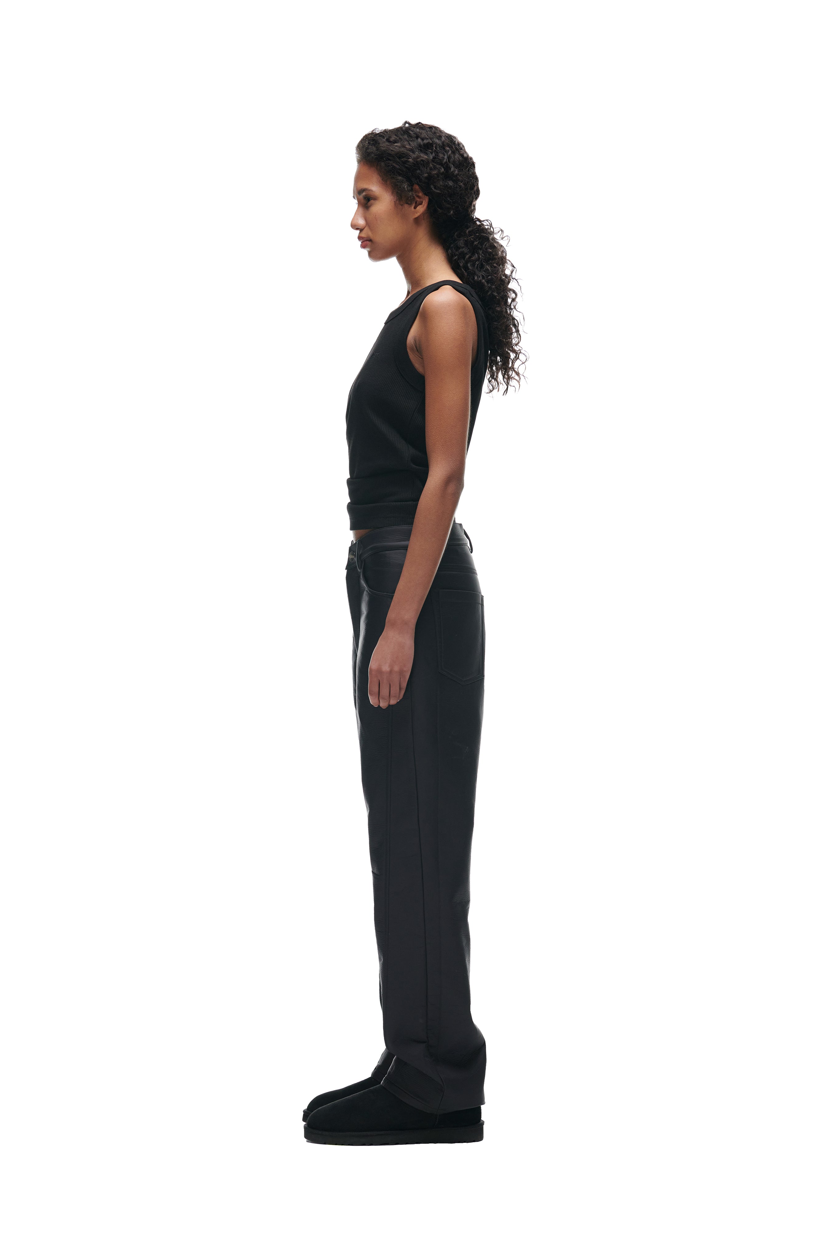 CRINKLE ZIP PANTS BLACK