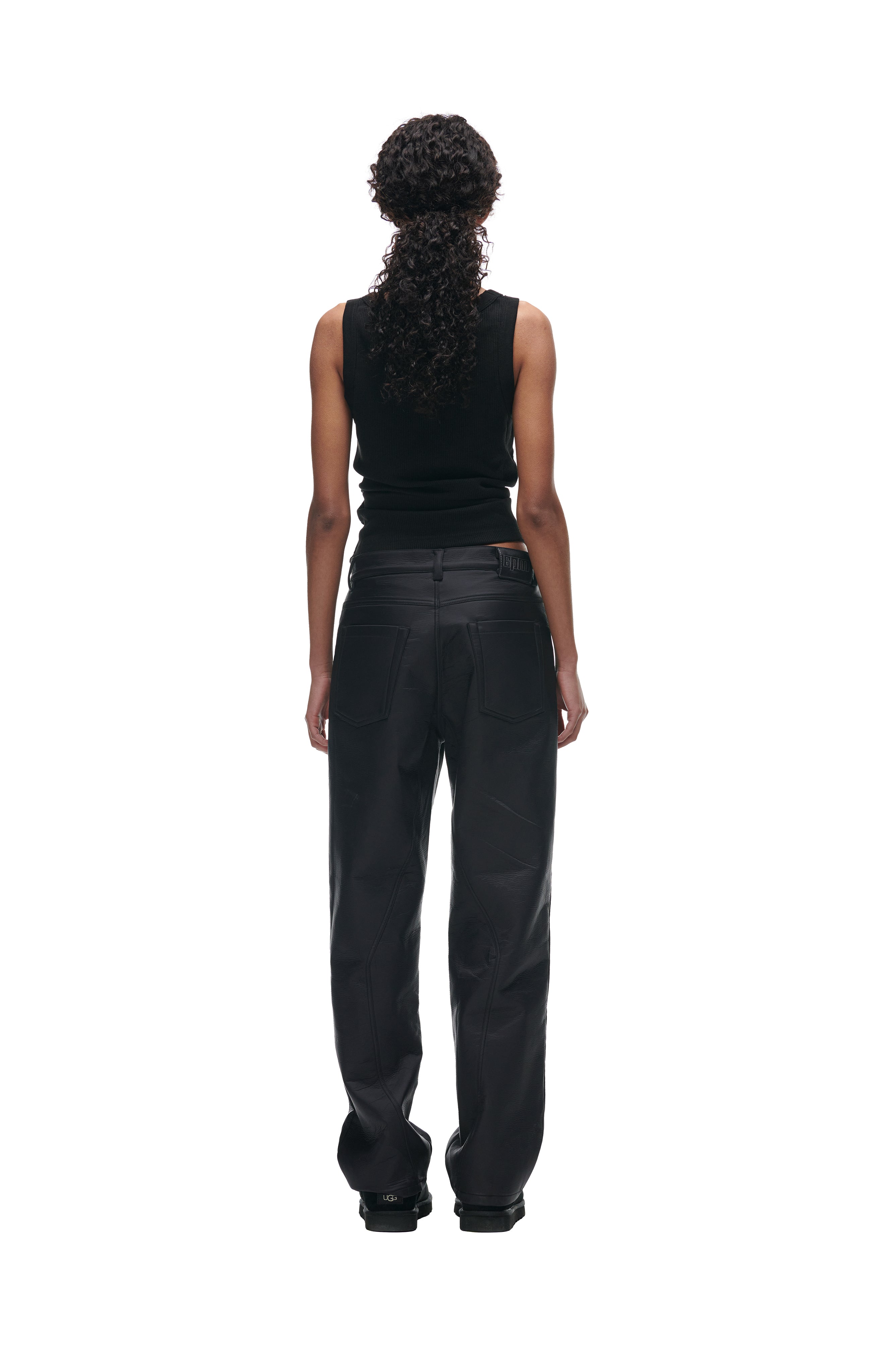 CRINKLE ZIP PANTS BLACK