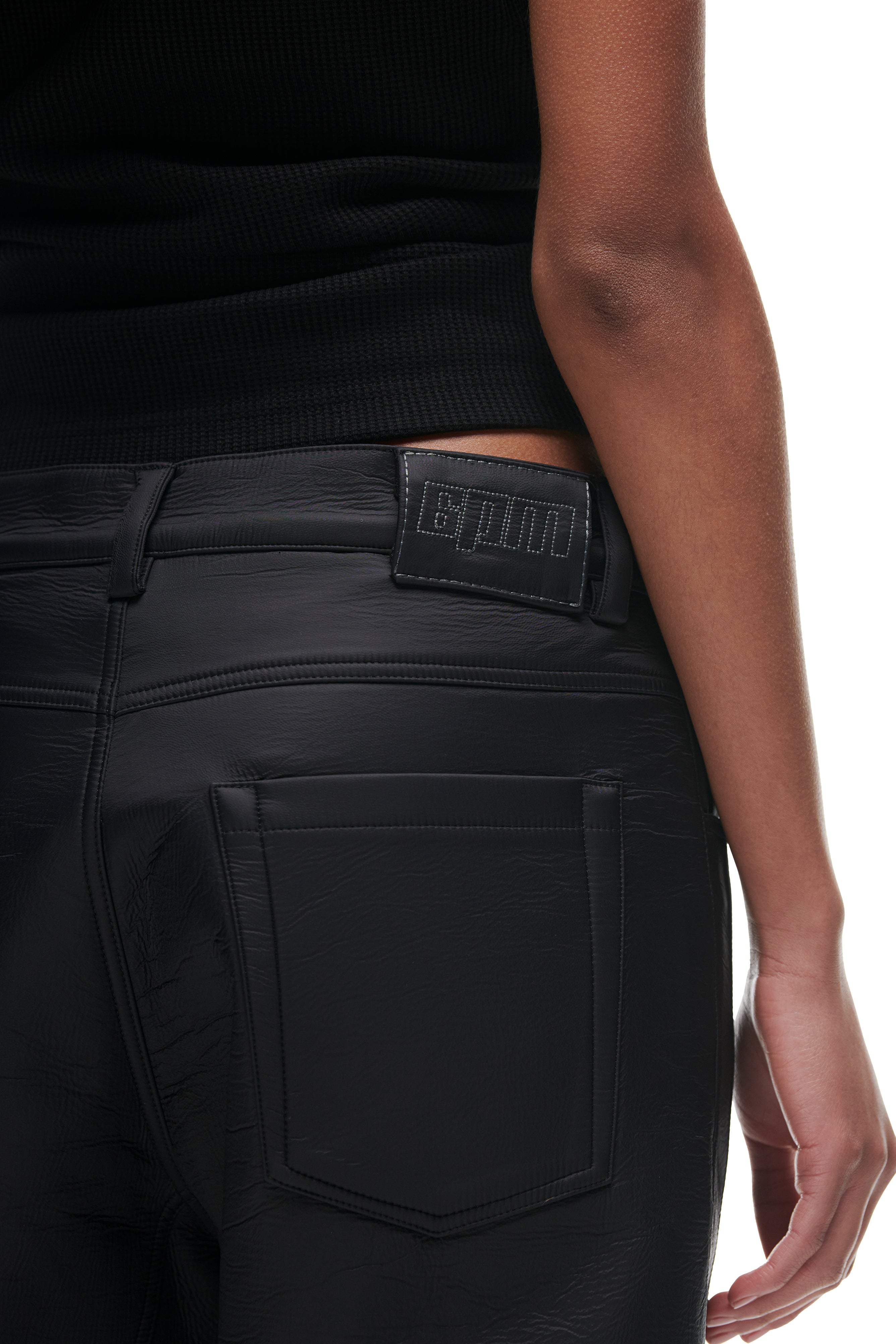 CRINKLE ZIP PANTS BLACK