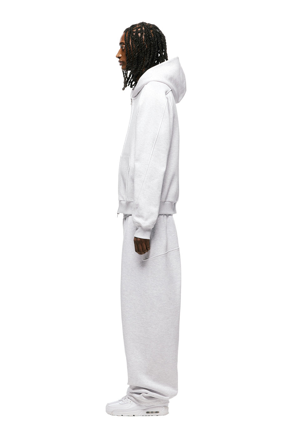 LIL CALM ZIP HOODIE LIGHT GREY MELANGE