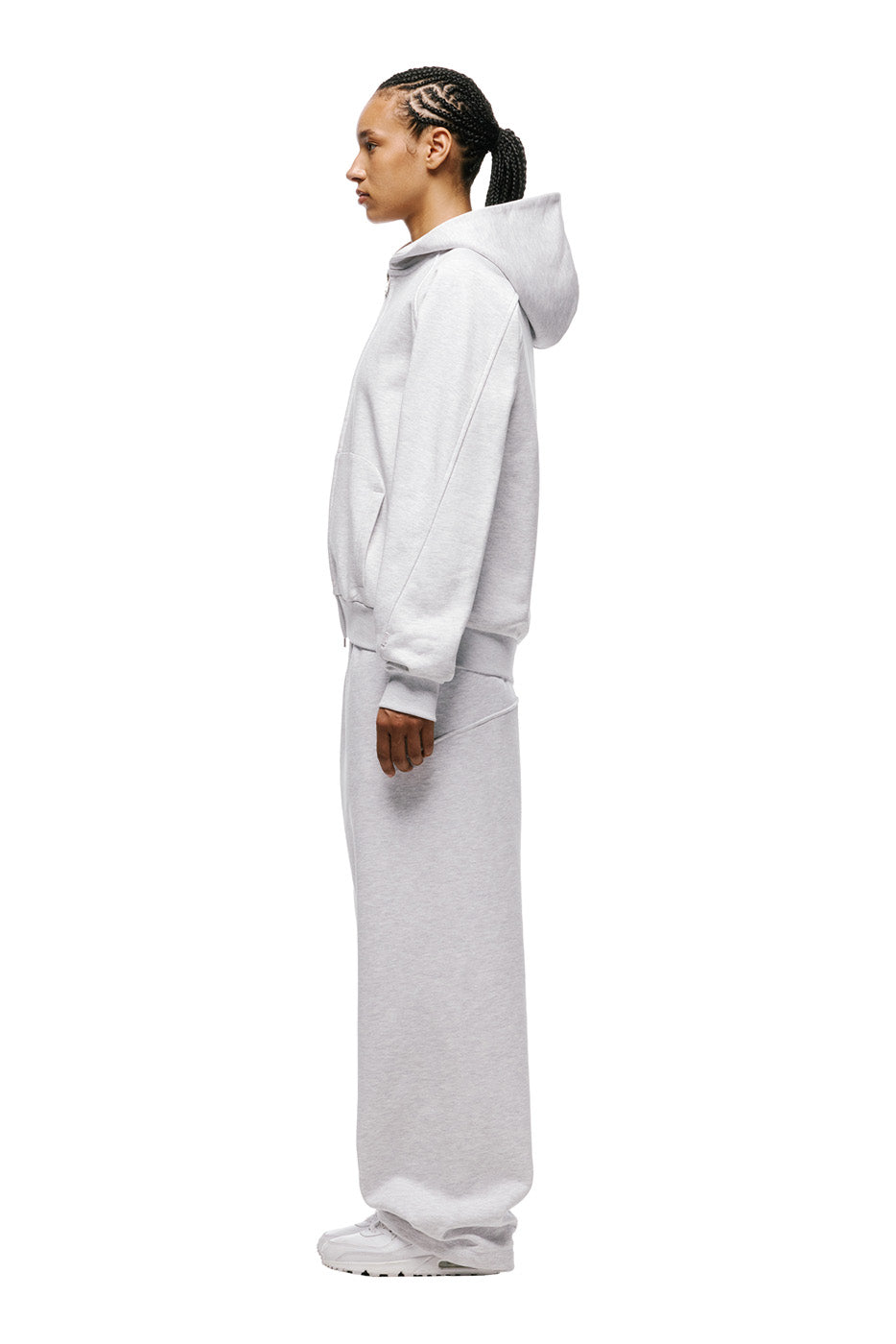 LIL CALM ZIP HOODIE LIGHT GREY MELANGE