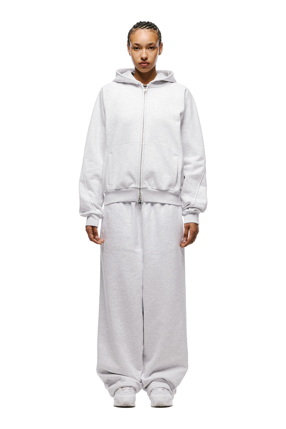 LIL CALM ZIP HOODIE LIGHT GREY MELANGE
