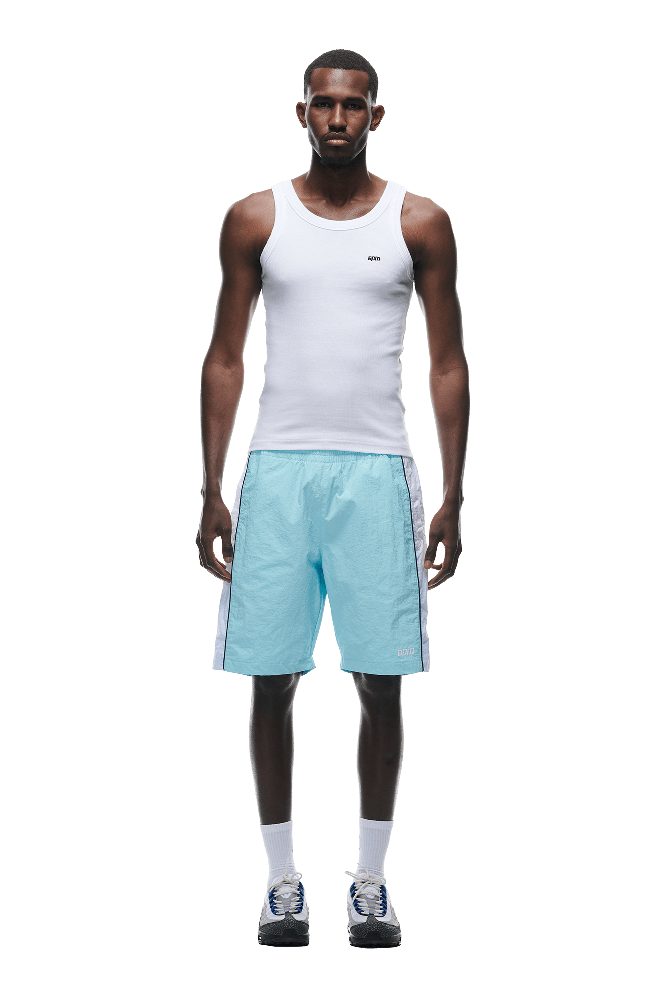 Blue nylon shorts shop