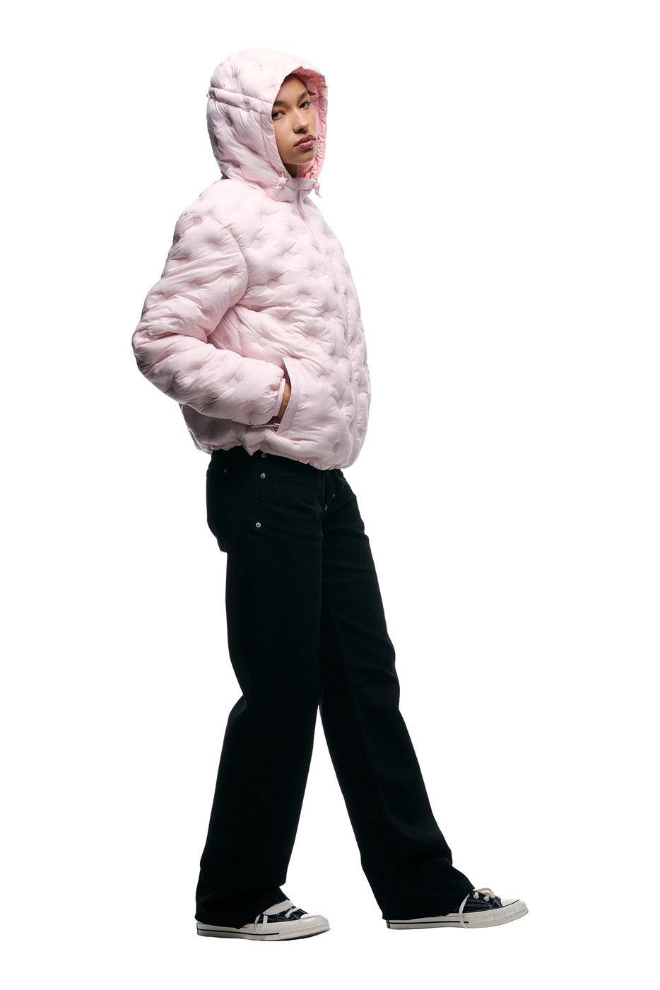 LIGHT WEIGHT DOT PUFFER JACKET SOFT PINK