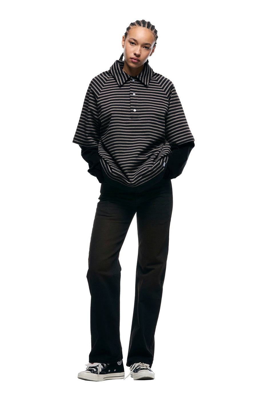 DOUBLE LAYER POLO BLACK/BROWN