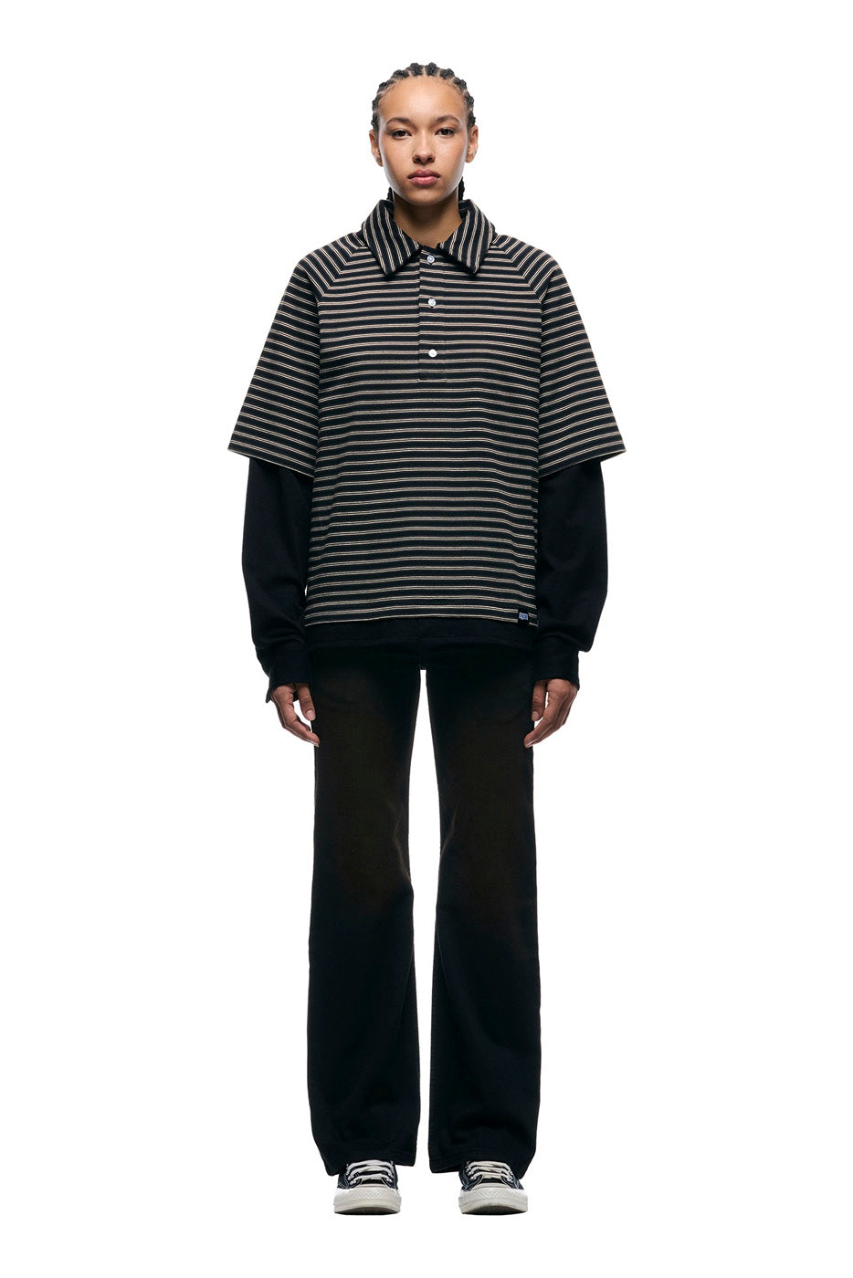 DOUBLE LAYER POLO BLACK/BROWN