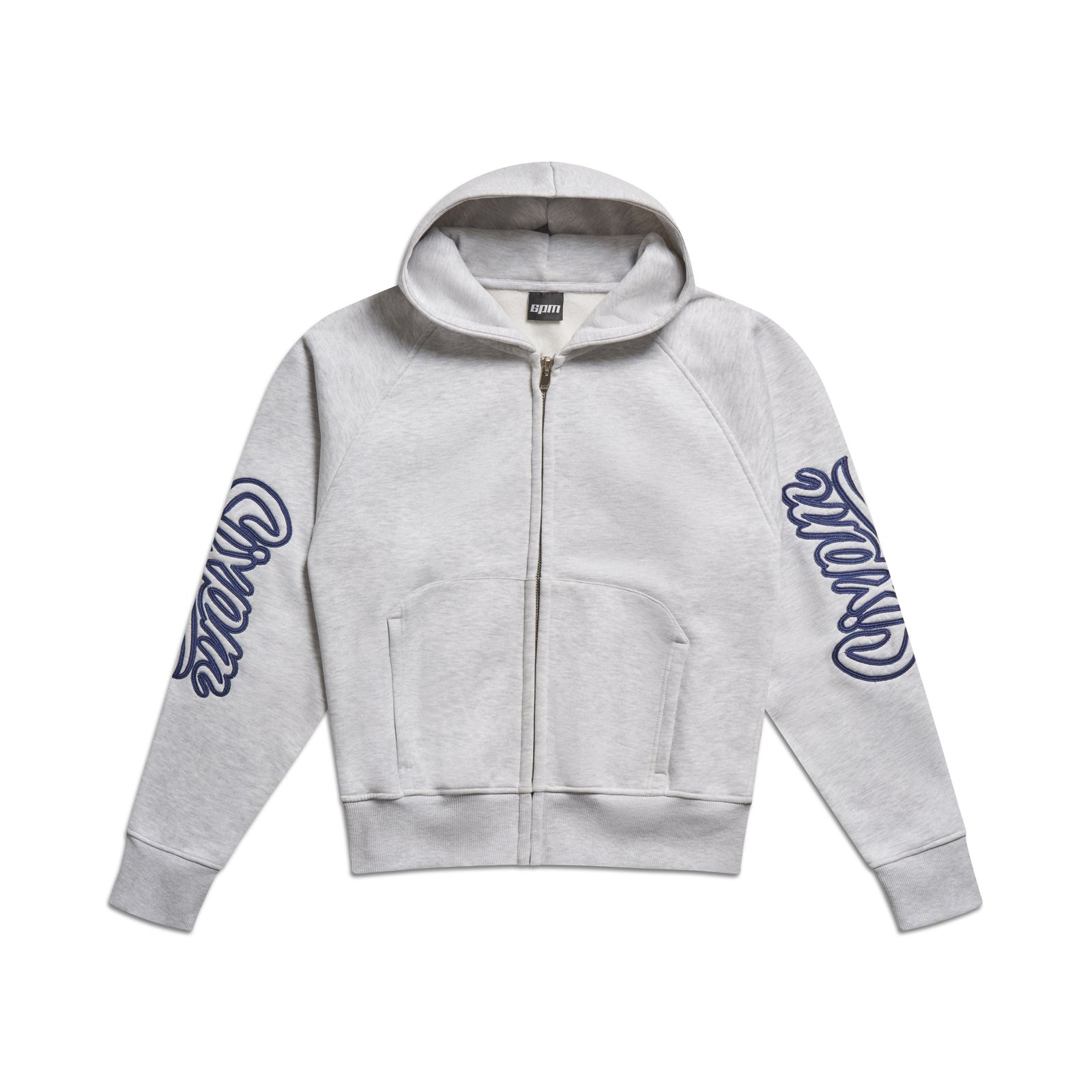WAVE LOGO ZIP HOODIE LIGHT GREY