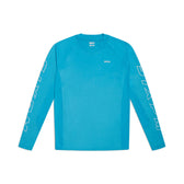 The 6PM SPORTS LONGSLEEVE AQUA BLUE by 6PM features white WAVY text on both sleeves and a small white WAVY logo on the upper left chest, displayed flat on a white background.
