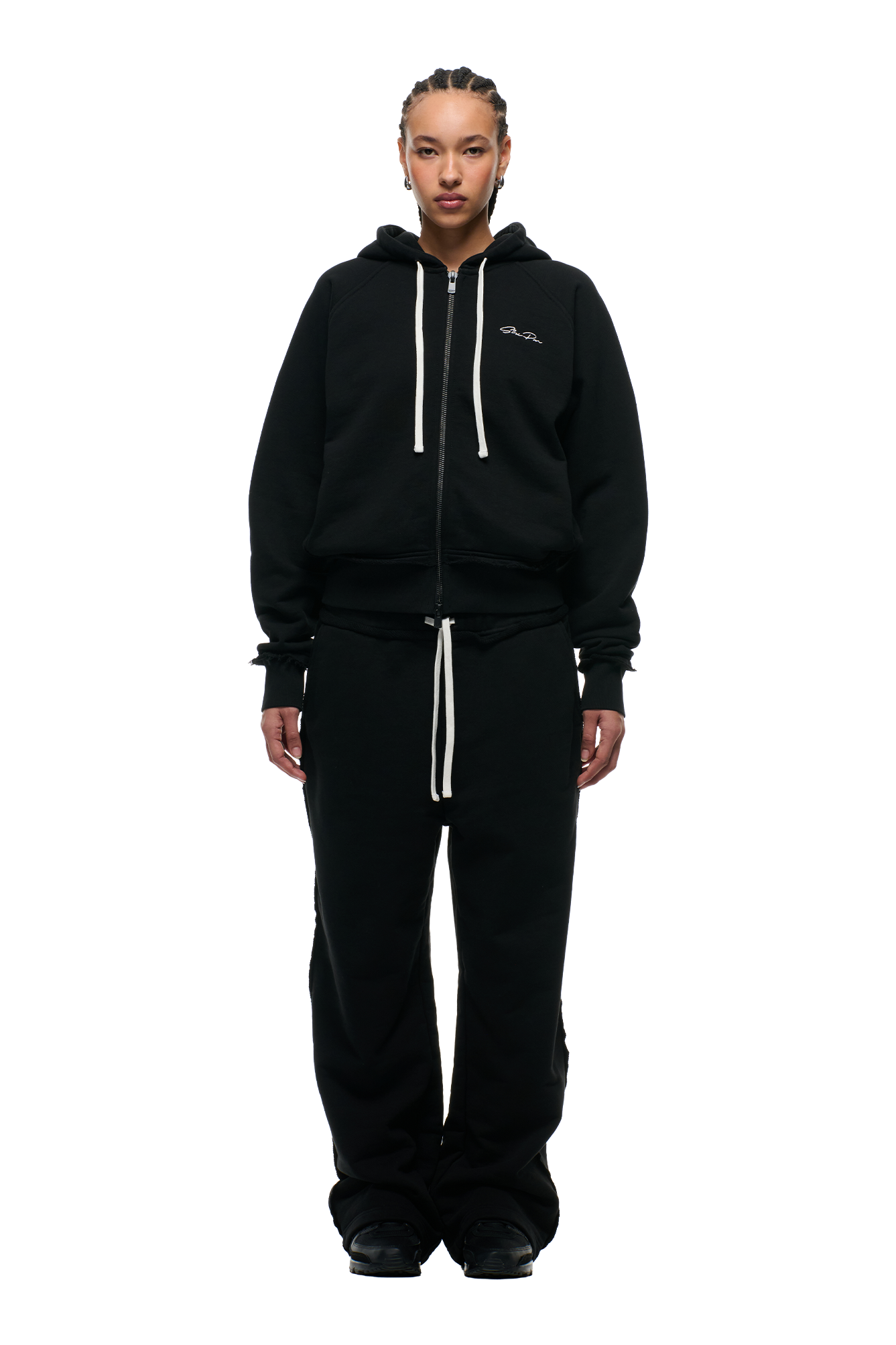 OPEN EDGE ZIP HOODIE BLACK