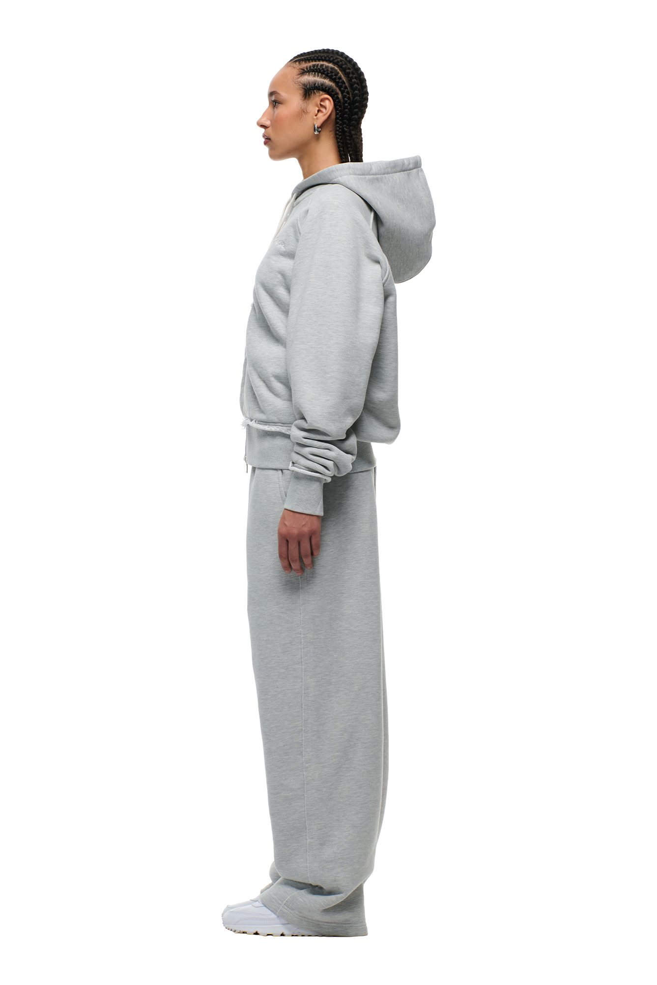 OPEN EDGE ZIP HOODIE GREY MELANGE