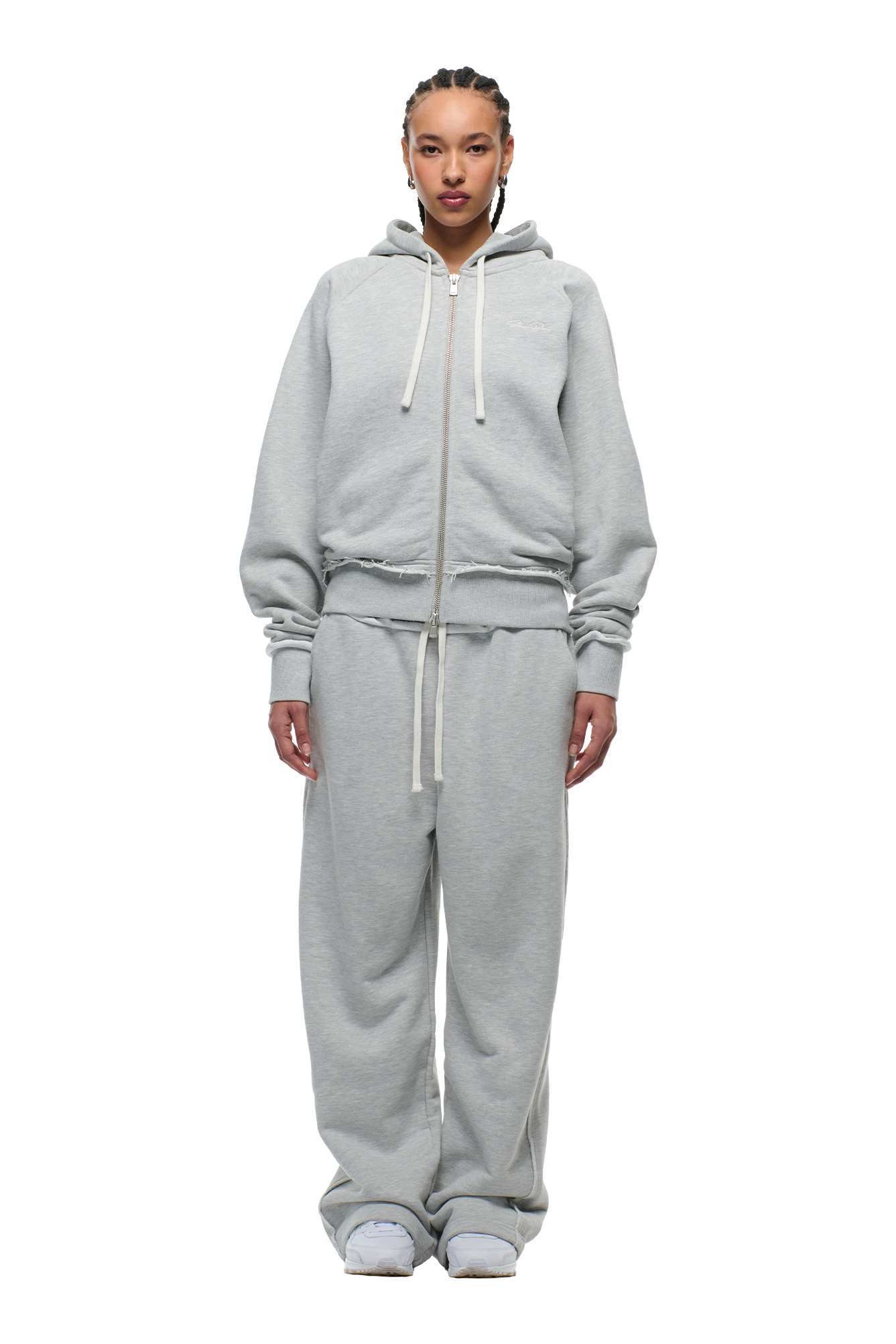 OPEN EDGE ZIP HOODIE GREY MELANGE