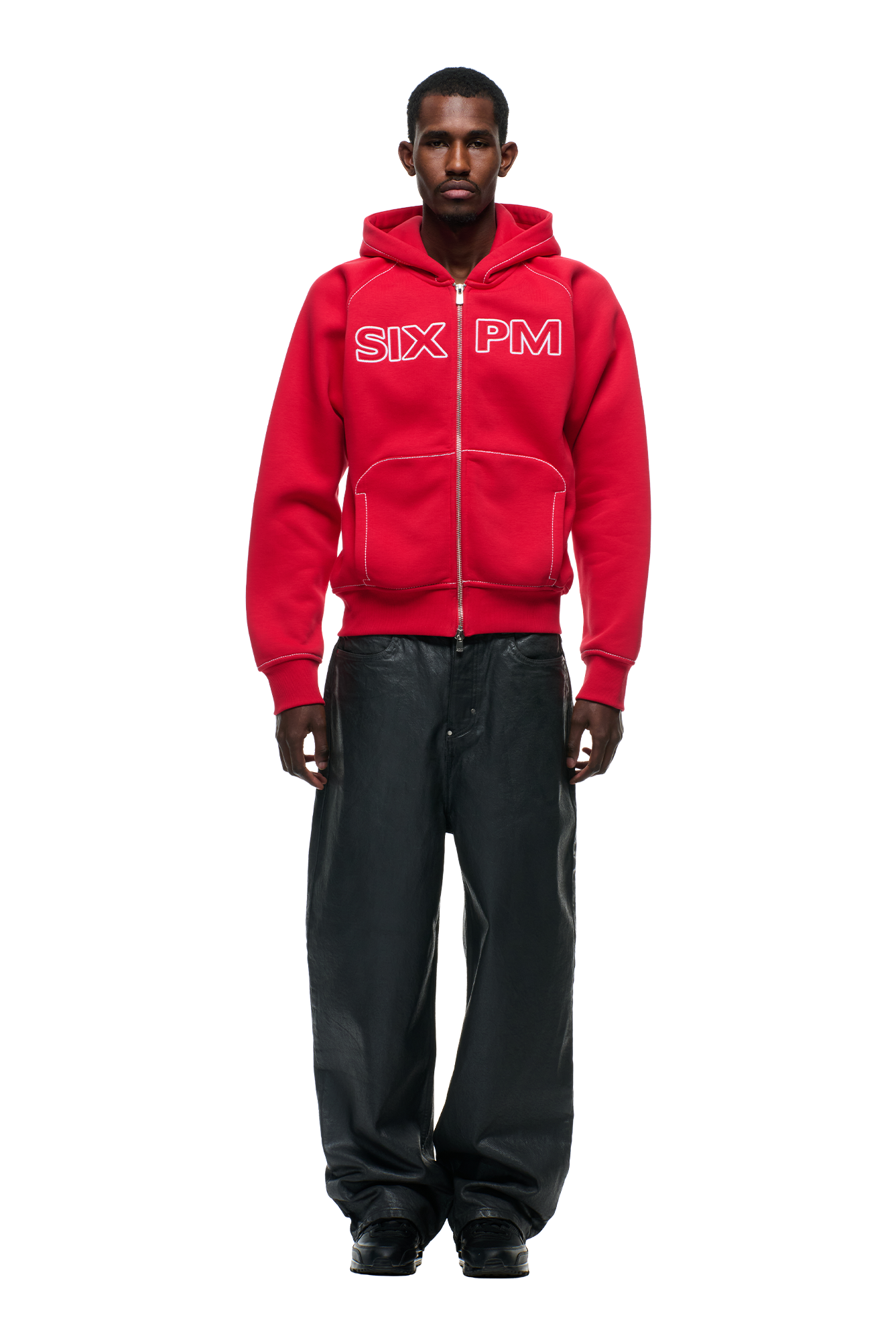 WORDMARK ZIPPER HOODIE TOMATO RED