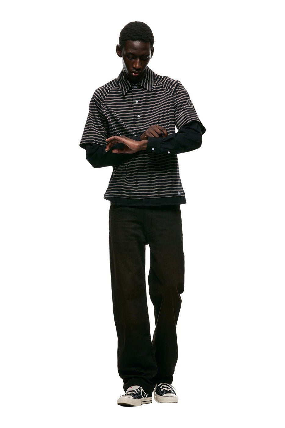 DOUBLE LAYER POLO BLACK/BROWN