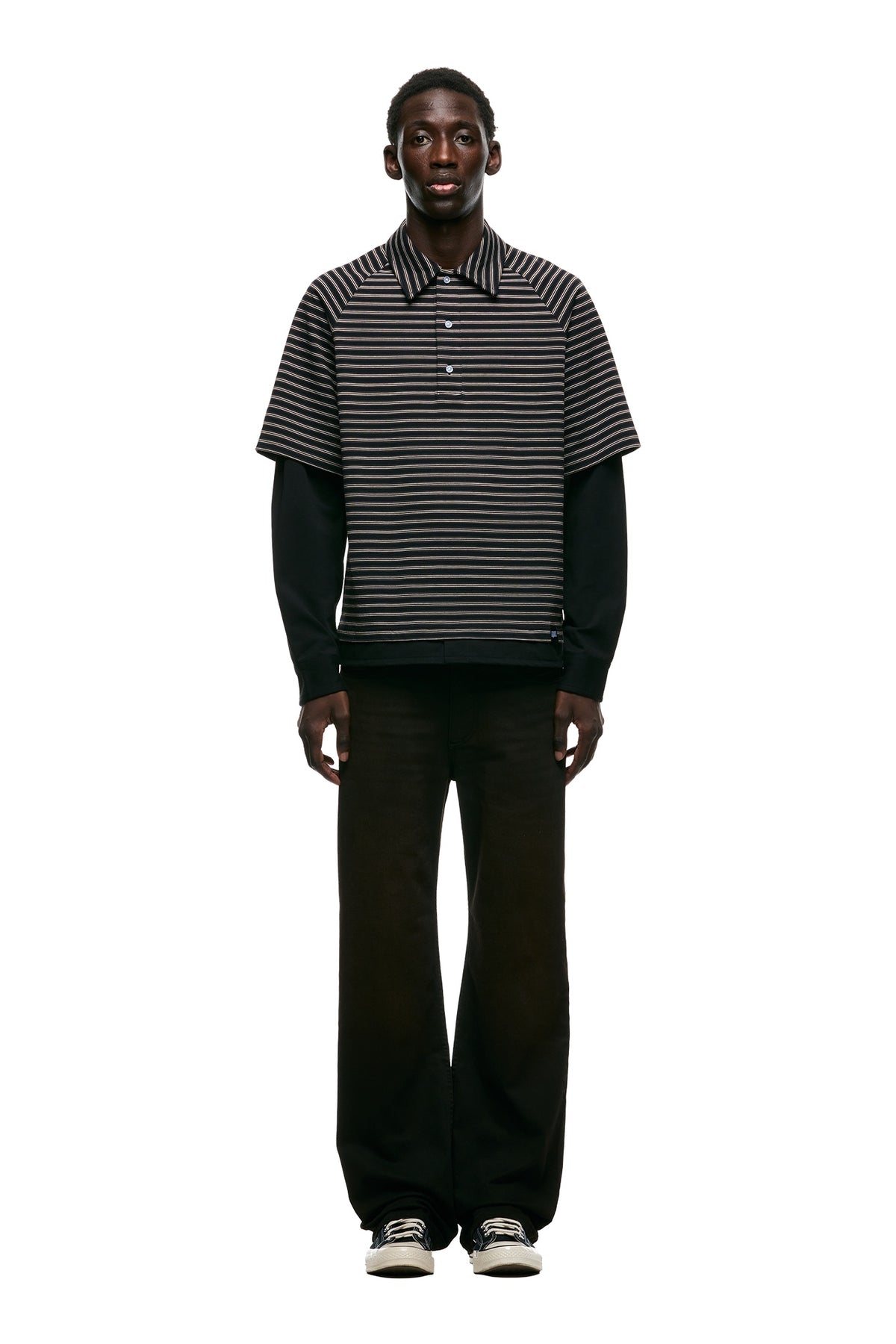 DOUBLE LAYER POLO BLACK/BROWN