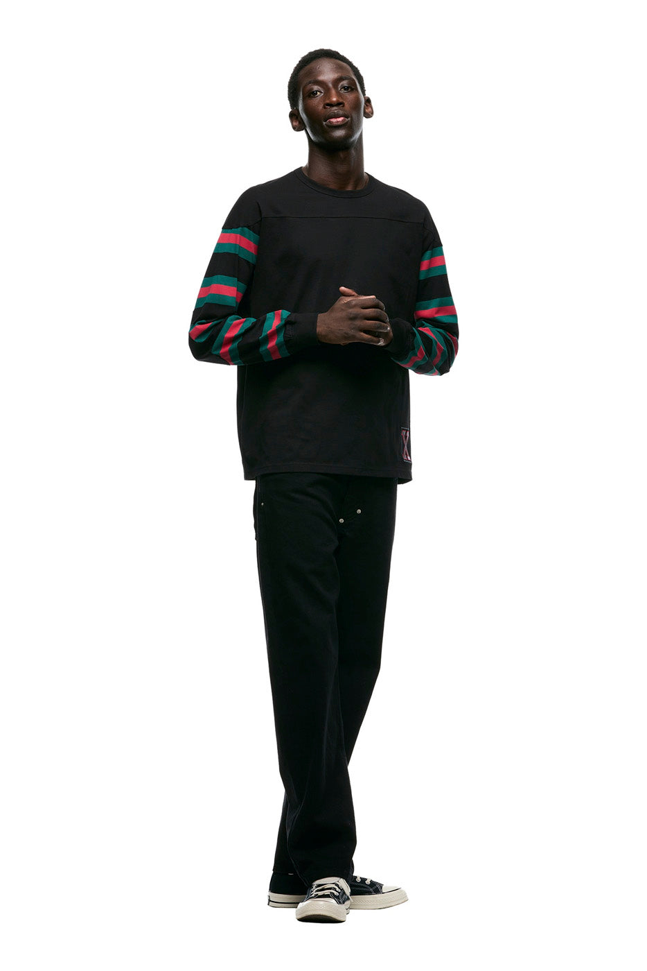 STRIPED RUGBY LS BLACK