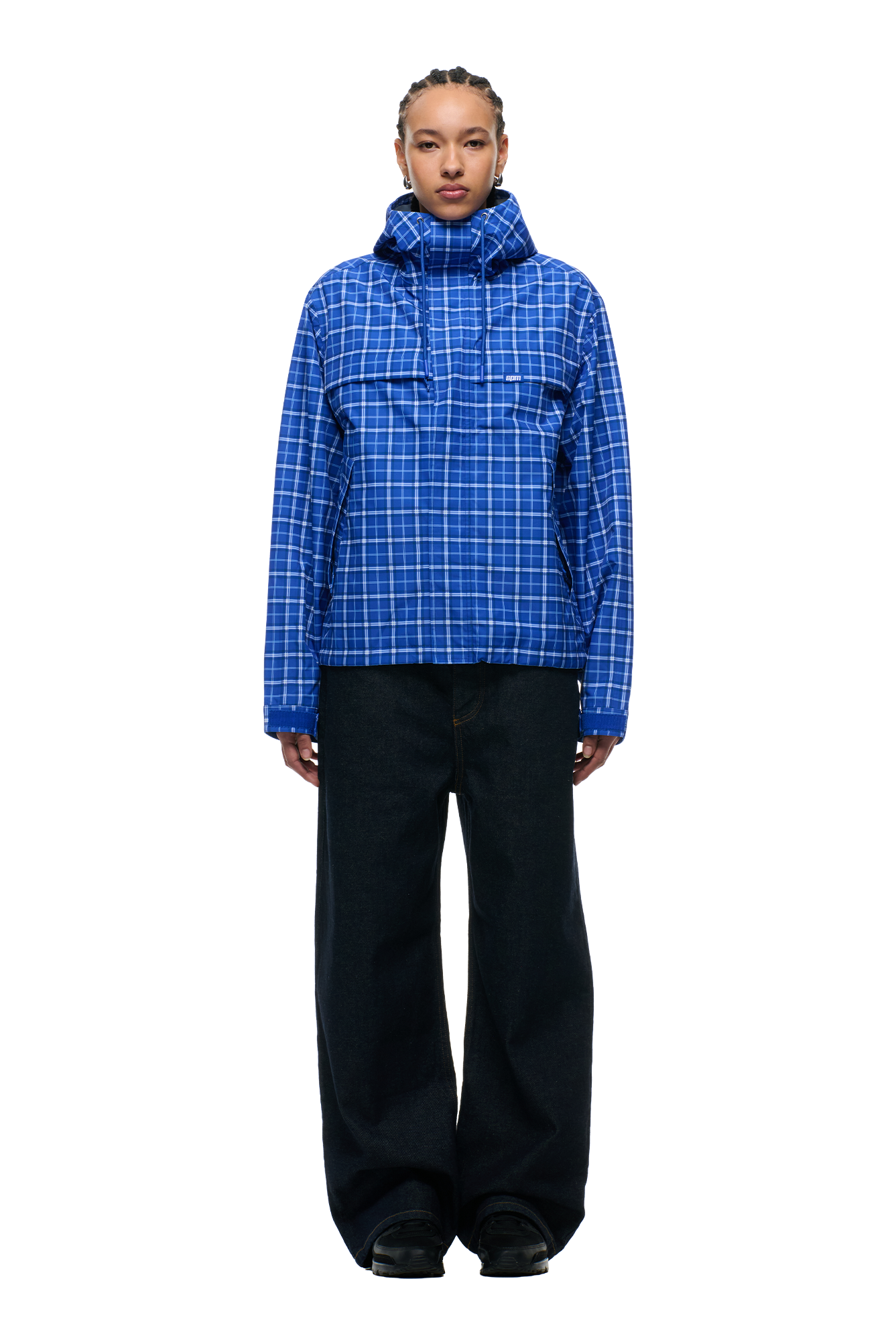 PLAID SHELL JACKET DIGITAL BLUE