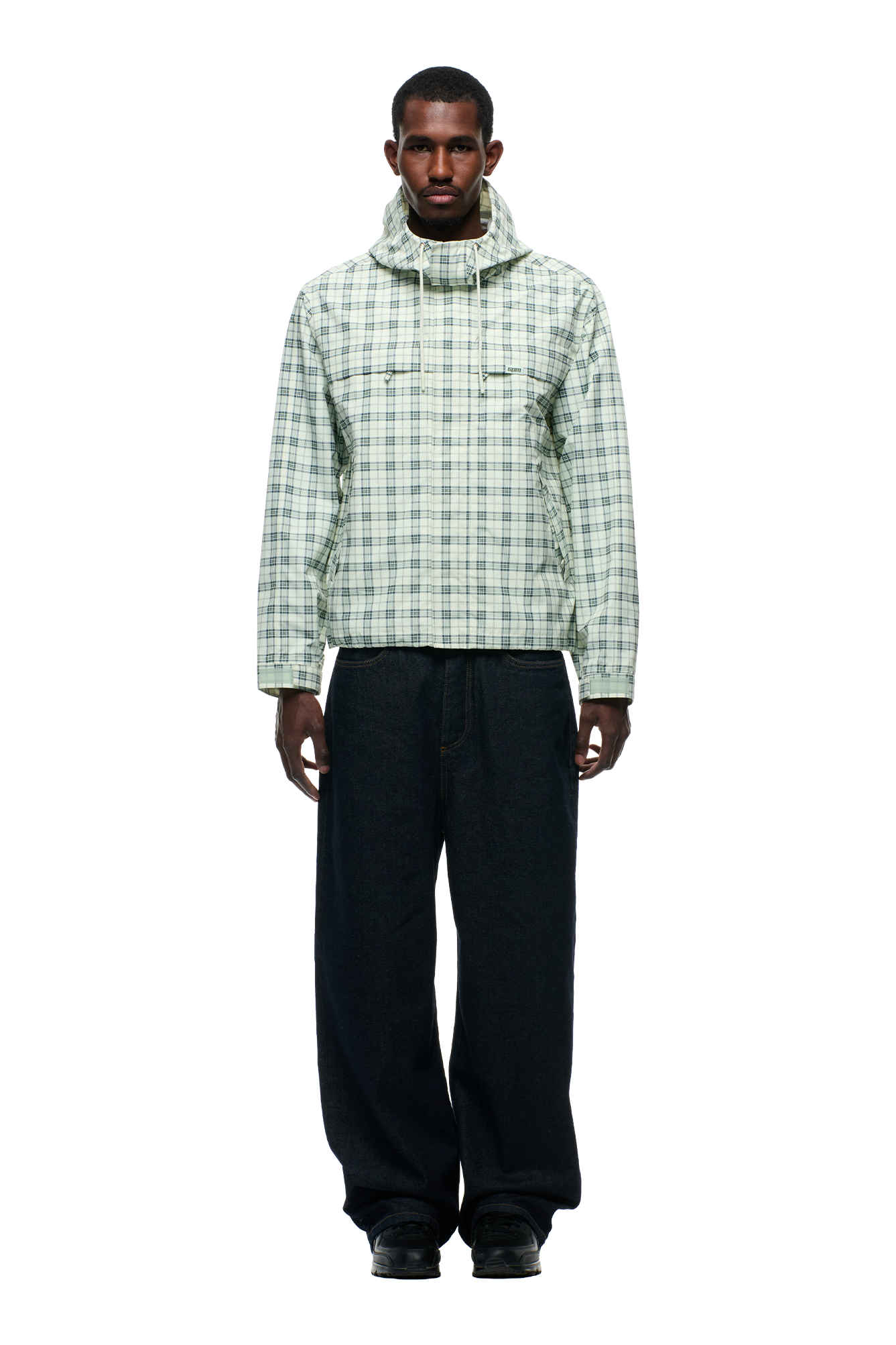 PLAID SHELL JACKET FOGGY GREEN