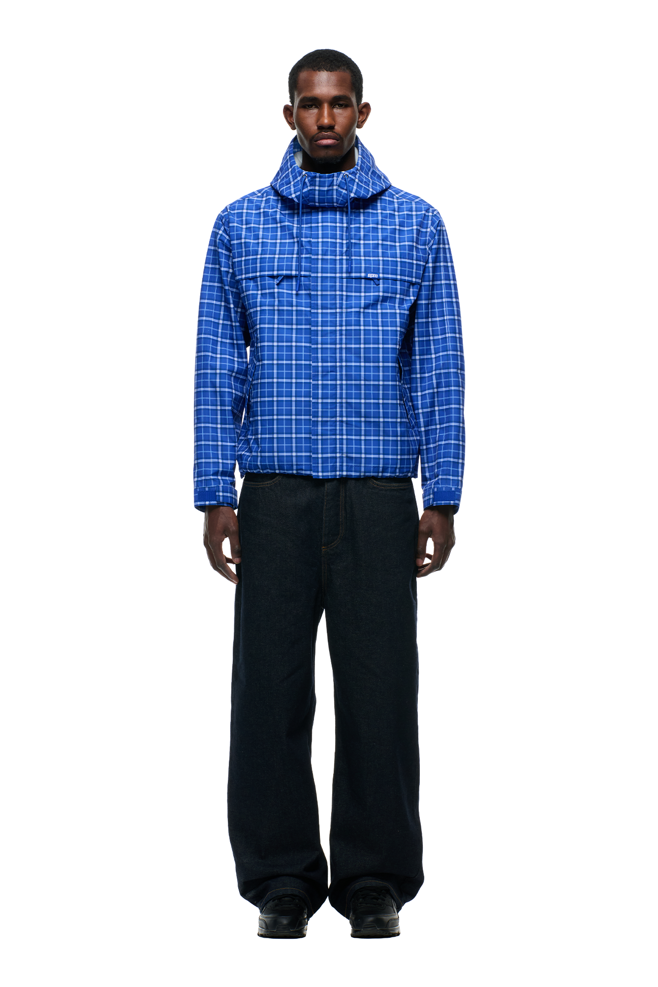 PLAID SHELL JACKET DIGITAL BLUE