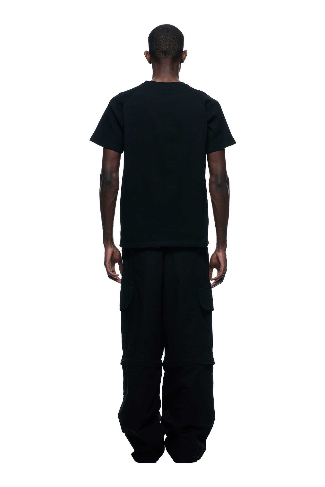 WAFFLE SLEEVE RAGLAN TEE BLACK