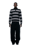 LS STRIPED POLO BLACK