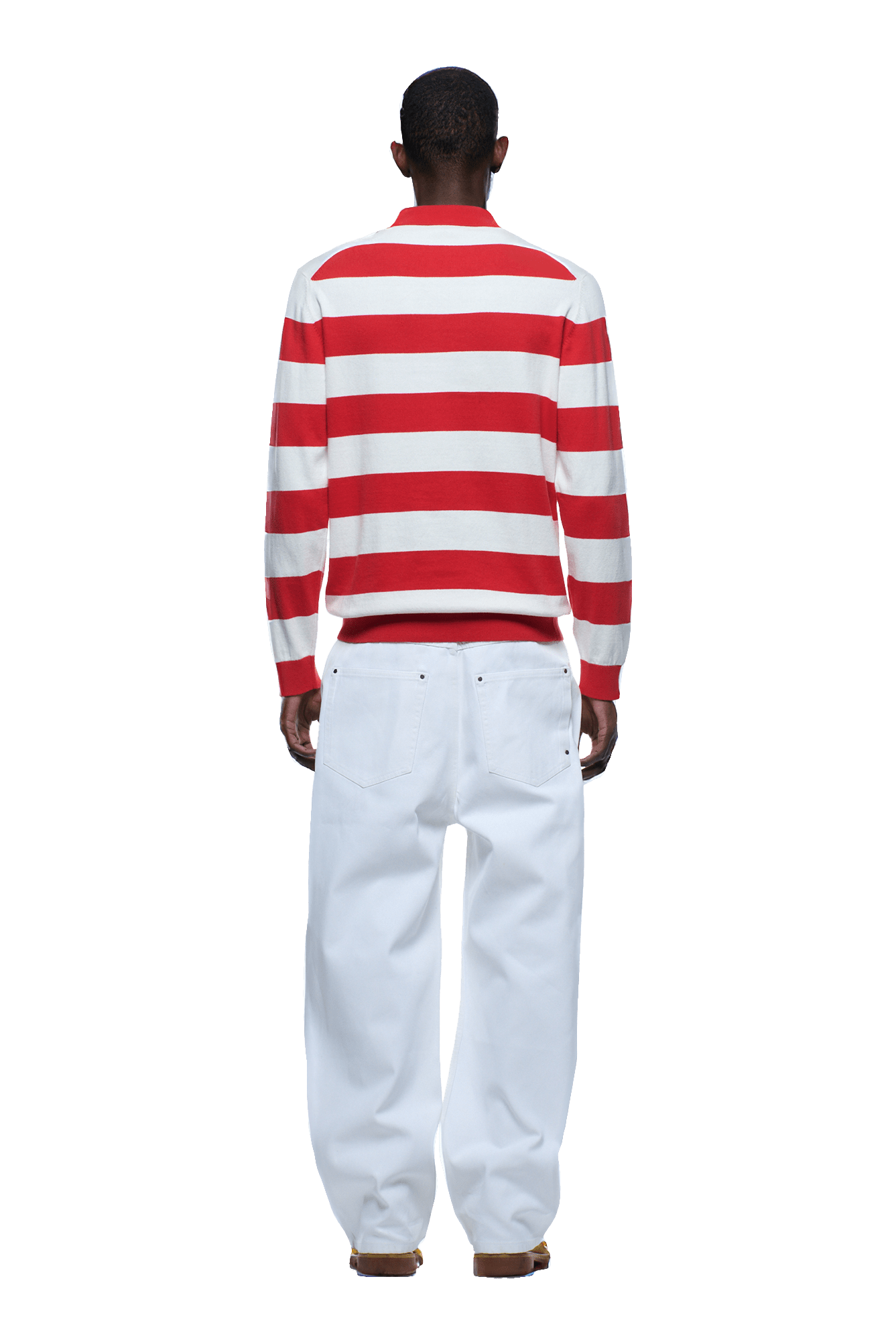 LS STRIPED POLO RED