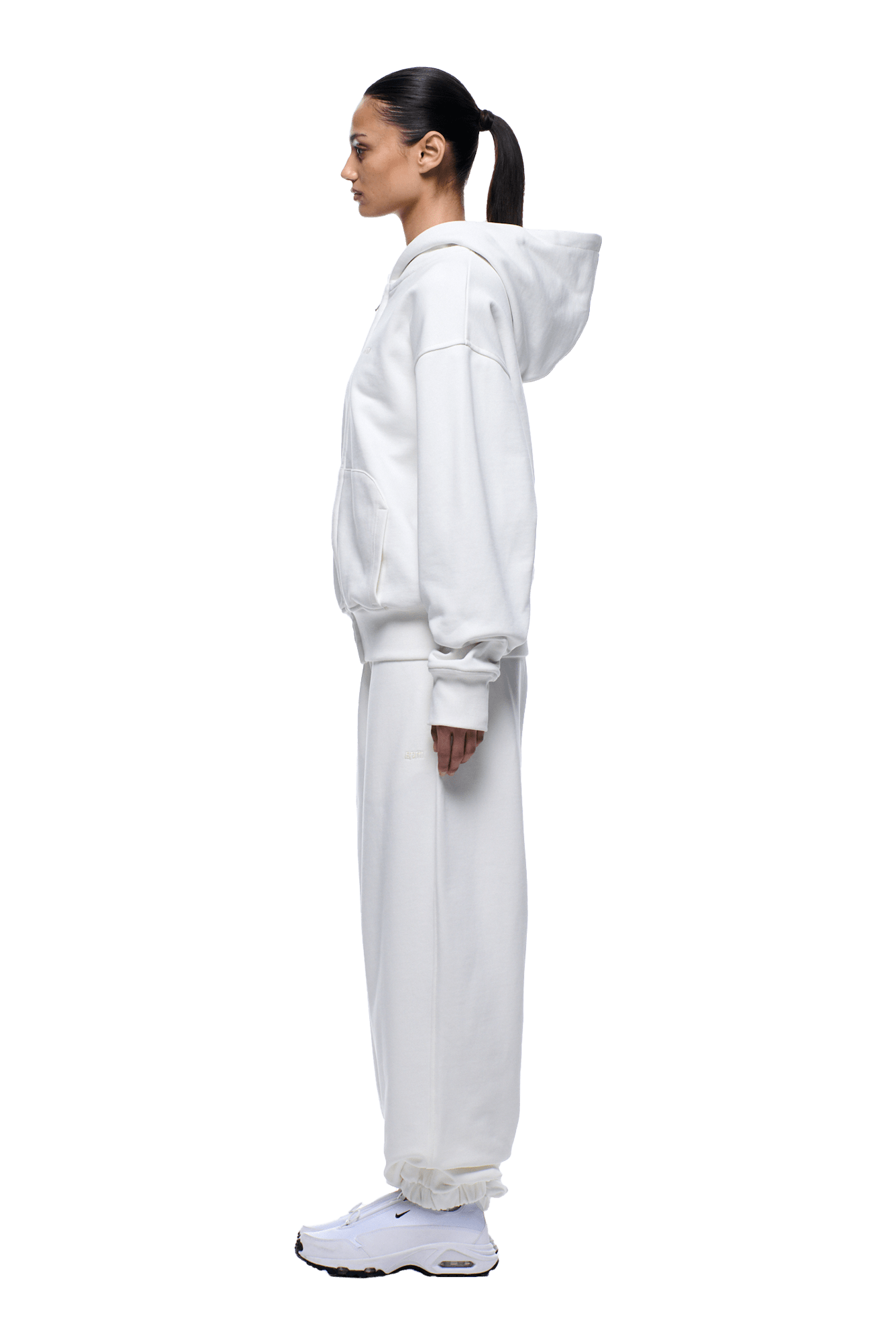 WAFFLE LINED ZIP HOODIE COCONUT WHITE