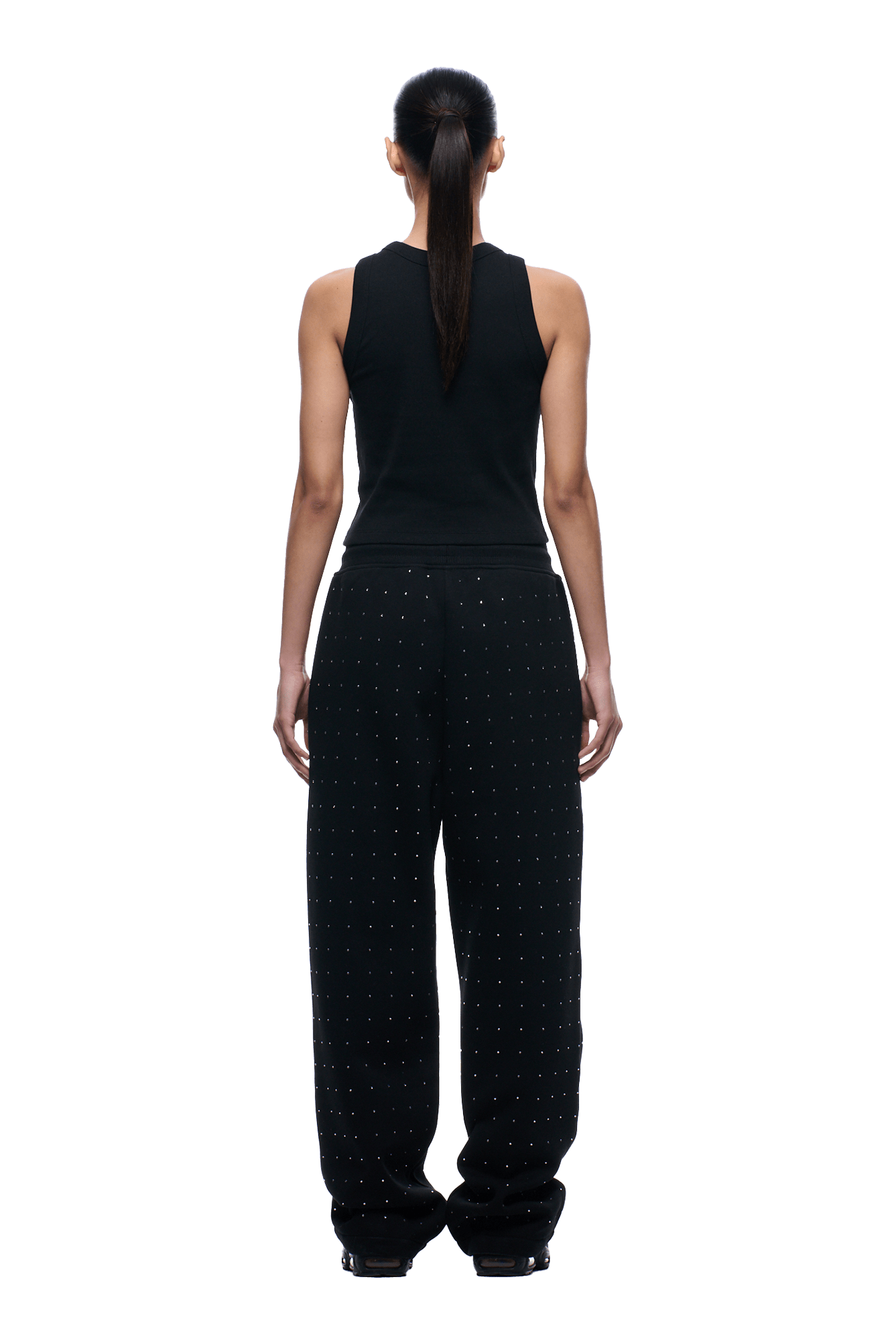 RHINESTONE OPEN LEG JOGGER BLACK