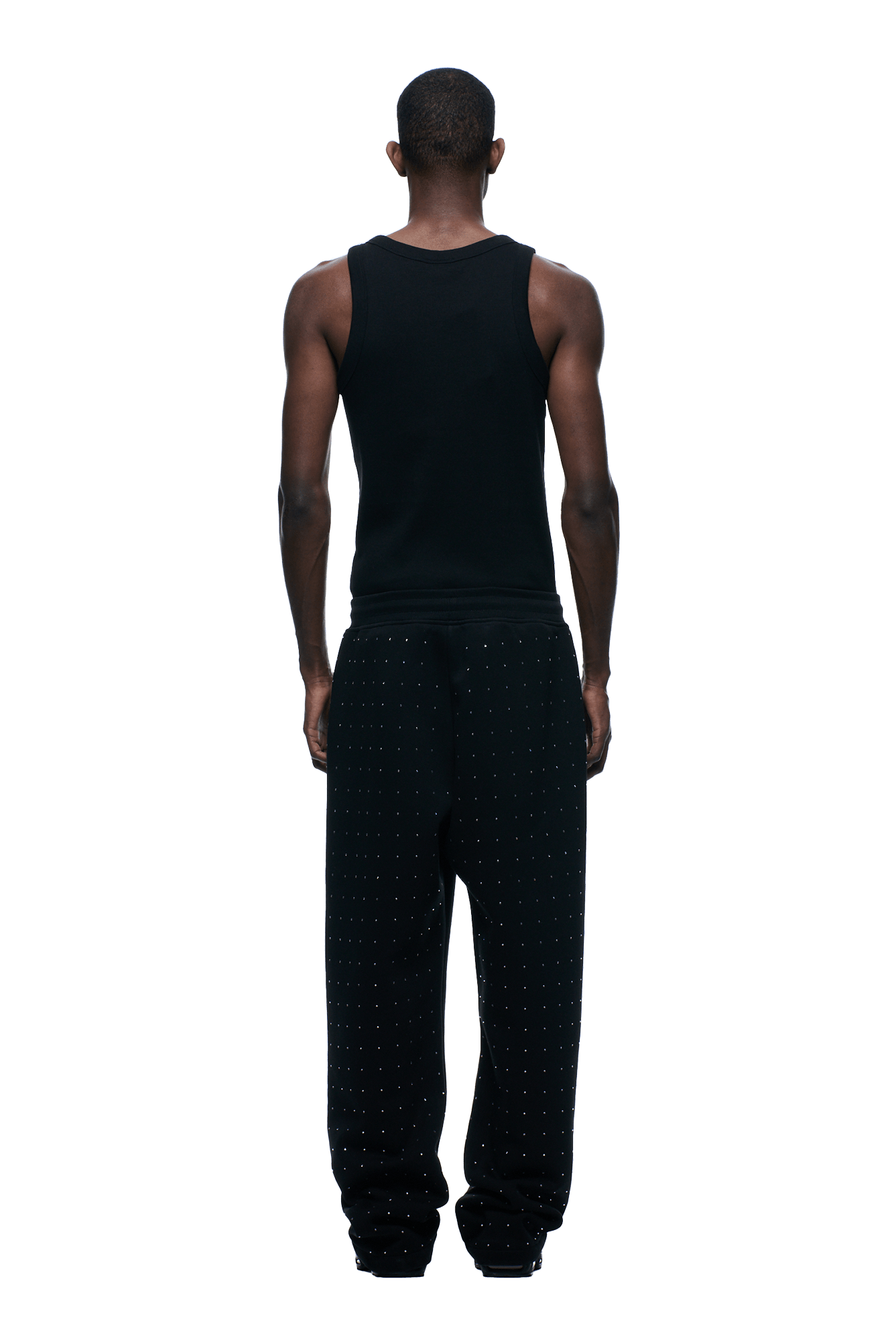 RHINESTONE OPEN LEG JOGGER BLACK