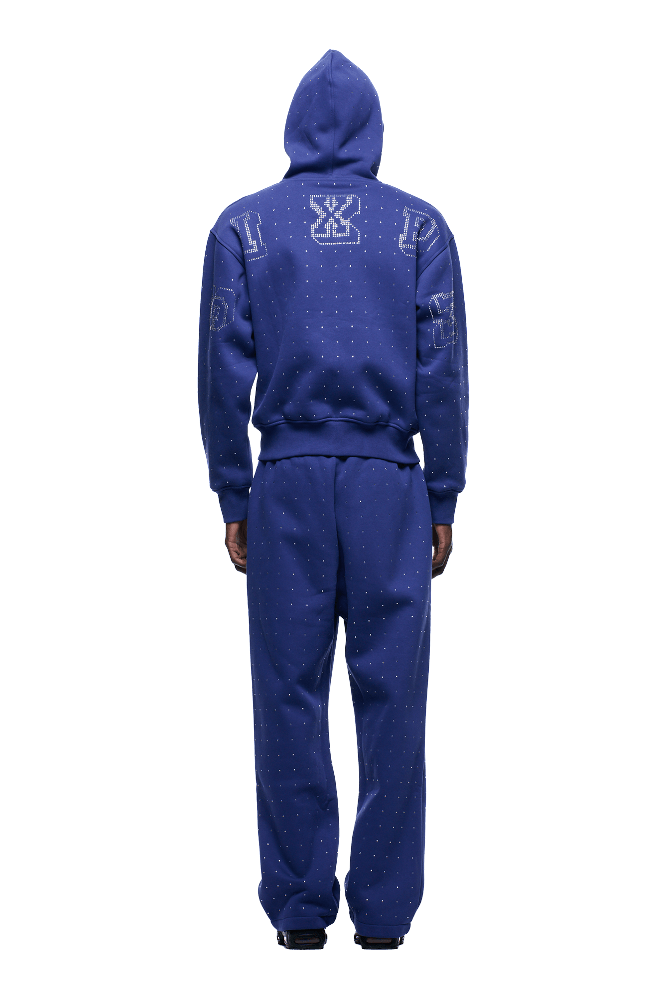 RHINESTONE LETTER ZIP HOODIE BLUE