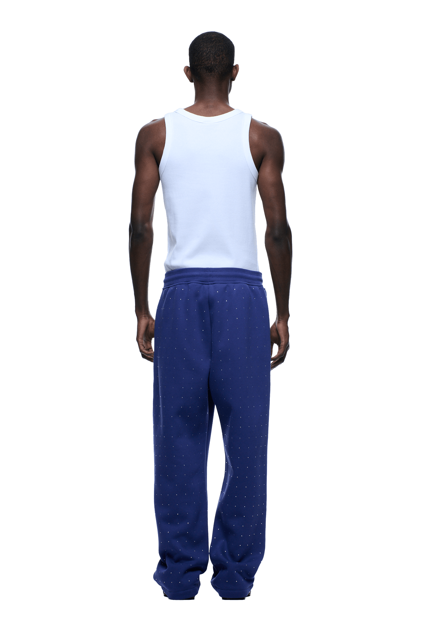 RHINESTONE OPEN LEG JOGGER BLUE