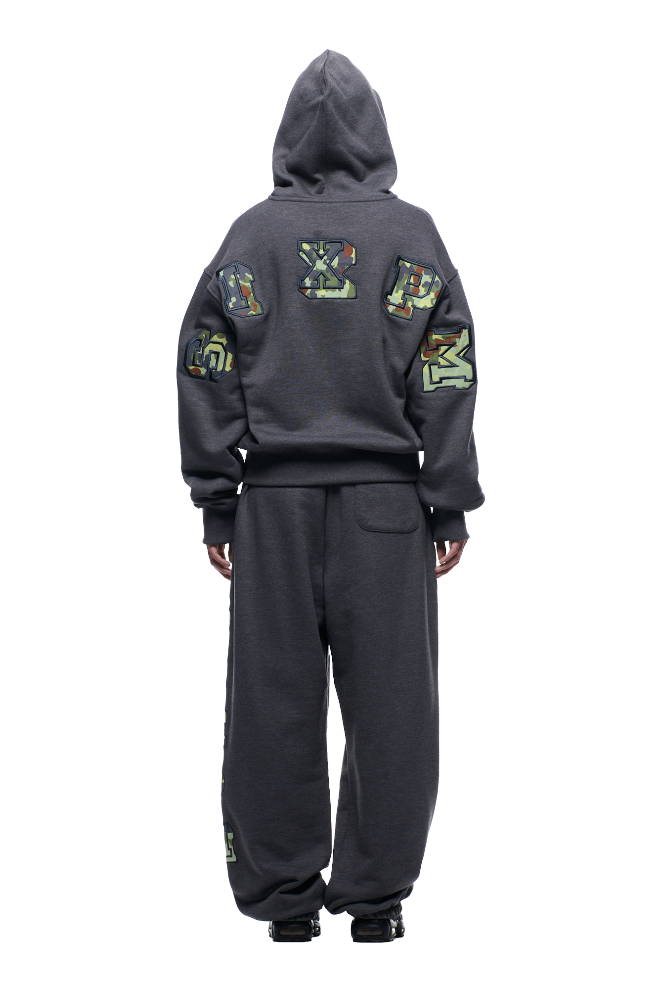 WAFFLE LINED ZIP HOODIE GREY CAMO