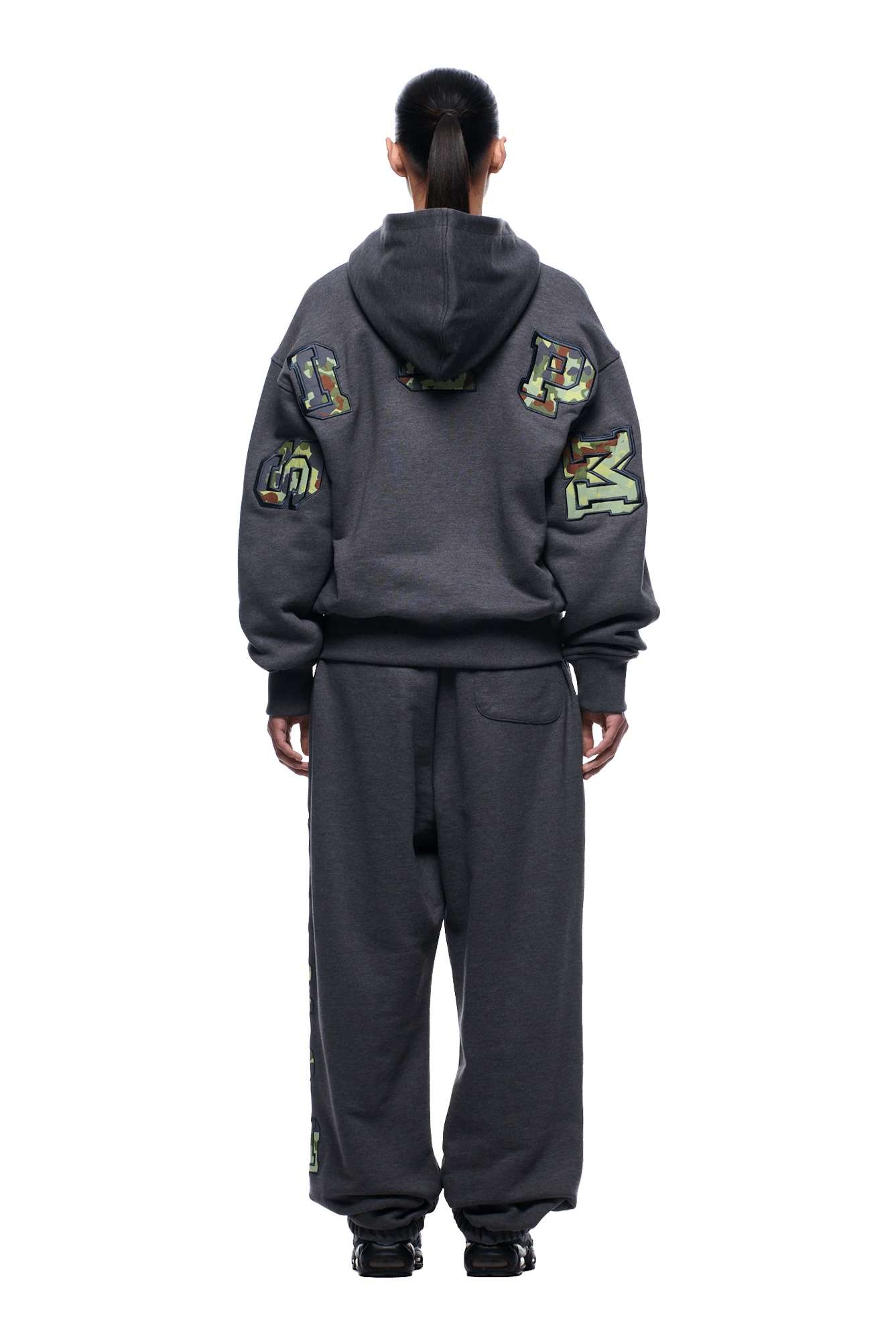 WAFFLE LINED ZIP HOODIE GREY CAMO
