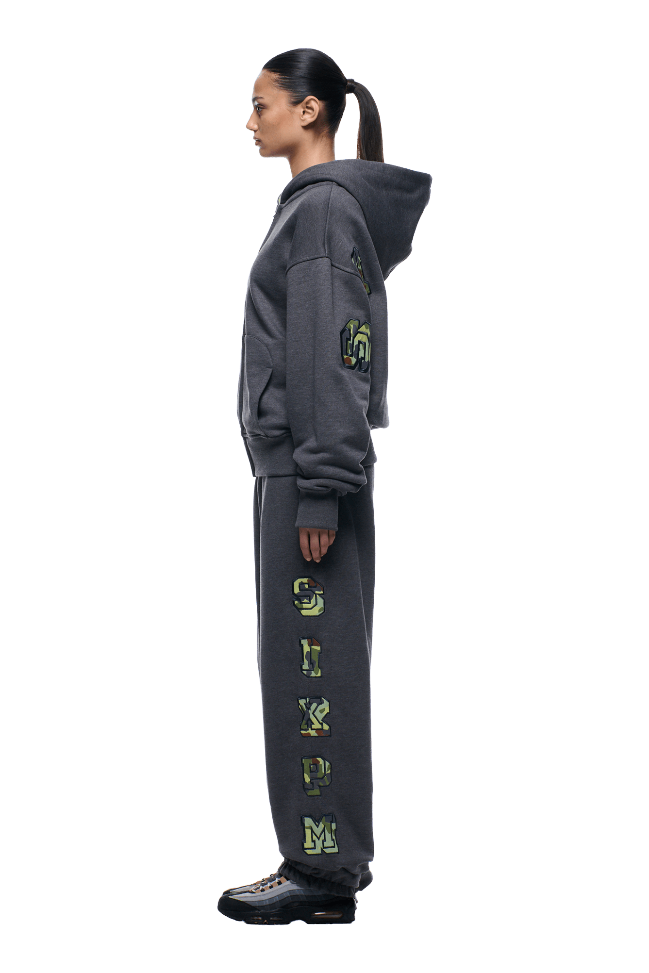WAFFLE LINED ZIP HOODIE GREY CAMO