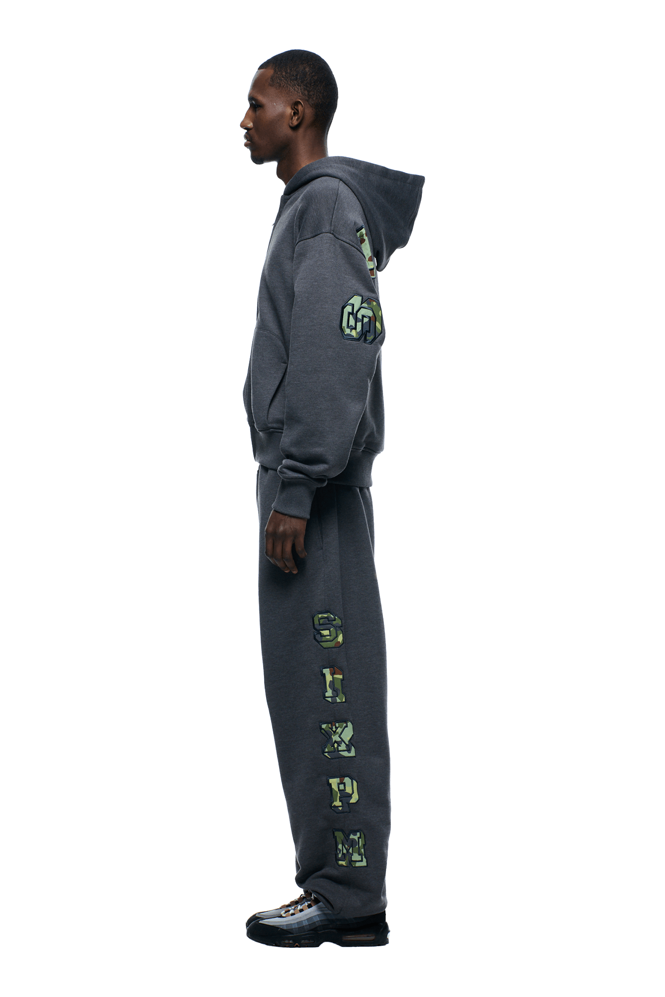 WAFFLE LINED ZIP HOODIE GREY CAMO