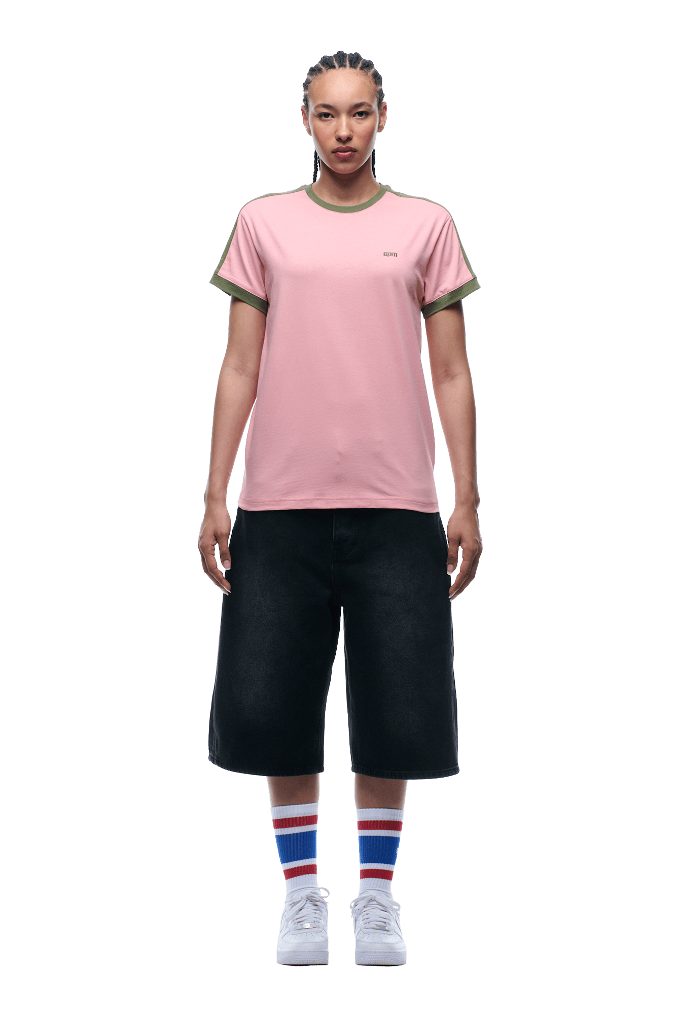 SLIM FIT RINGER TEE PINK