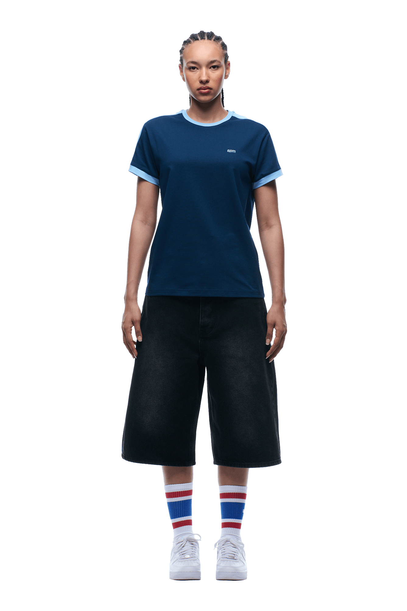 SLIM FIT RINGER TEE NAVY