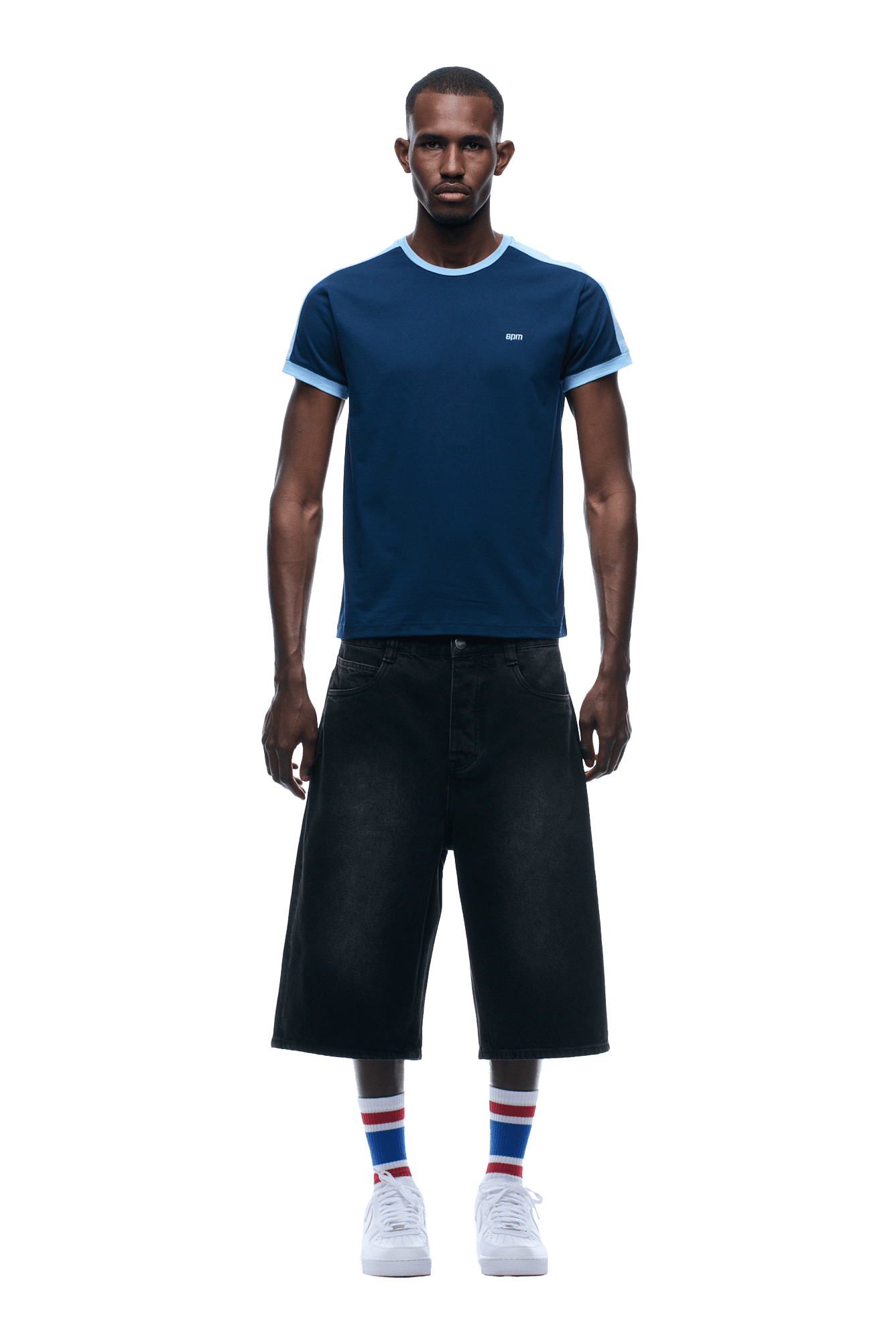 SLIM FIT RINGER TEE NAVY