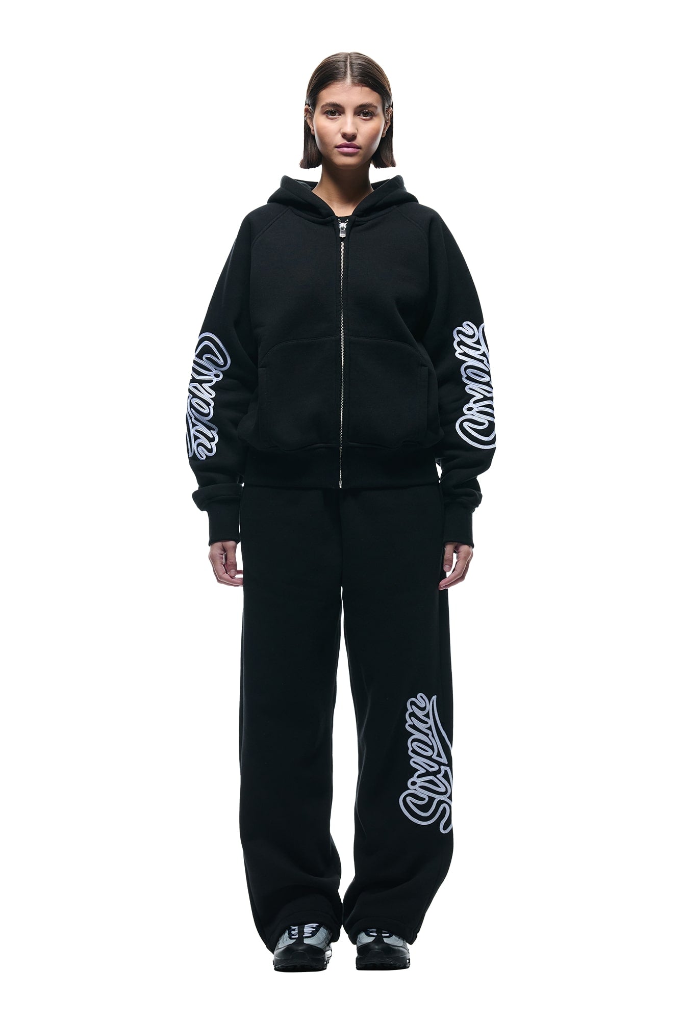 WAVE LOGO ZIP HOODIE BLACK