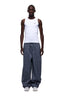 WIDE WOVEN CHECK PANTS DARK NAVY