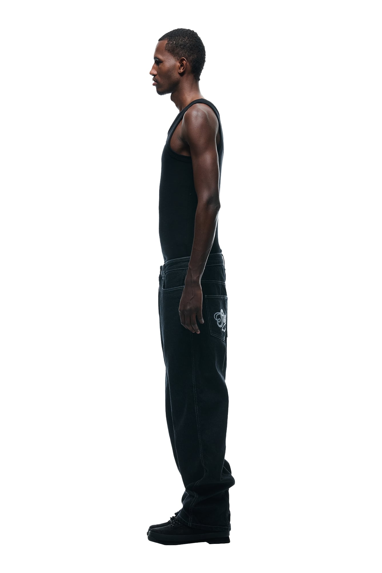 CENTER SEAM DENIM BLACK RAW