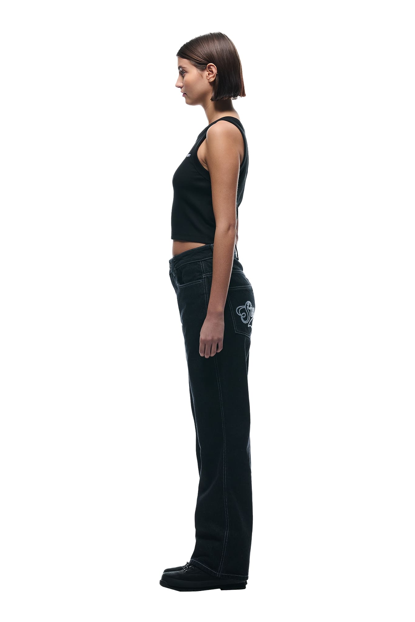 CENTER SEAM DENIM BLACK RAW