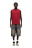 SLEEVELESS WAFFLE TEE ROUGE RED