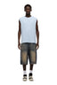 SLEEVELESS WAFFLE TEE SERENITY BLUE