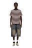 STRIPED TEE BLACK/MANDARIN ORANGE