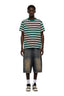 STRIPED TEE DARK GREEN/ ROUGE RED
